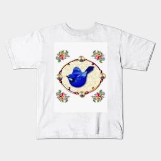 Blue Bird and Flowers Kids T-Shirt